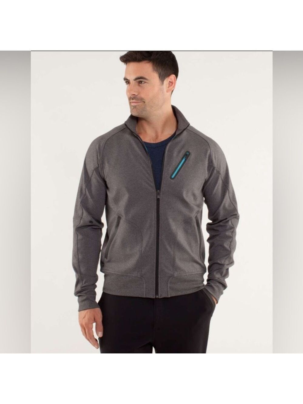 Lululemon Men’s Trainer Jacket Track Full Zip in Heathered Soot Grey Sz Small